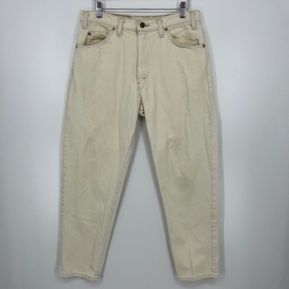 Vintage Levi's 550 Orange Tab Relaxed Fit Tapered Leg Jeans Cream 34x30 USA Made